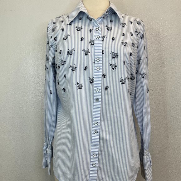 CAbi #5368 Whitney Floral Stripe Button Up Shirt Women's Size Medium - Picture 2 of 8